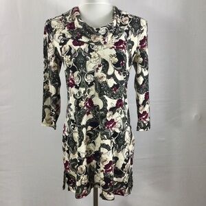 White House/Black Market Drape Neck 3/4 Sleeve Tunic Top/Mini Dress size S